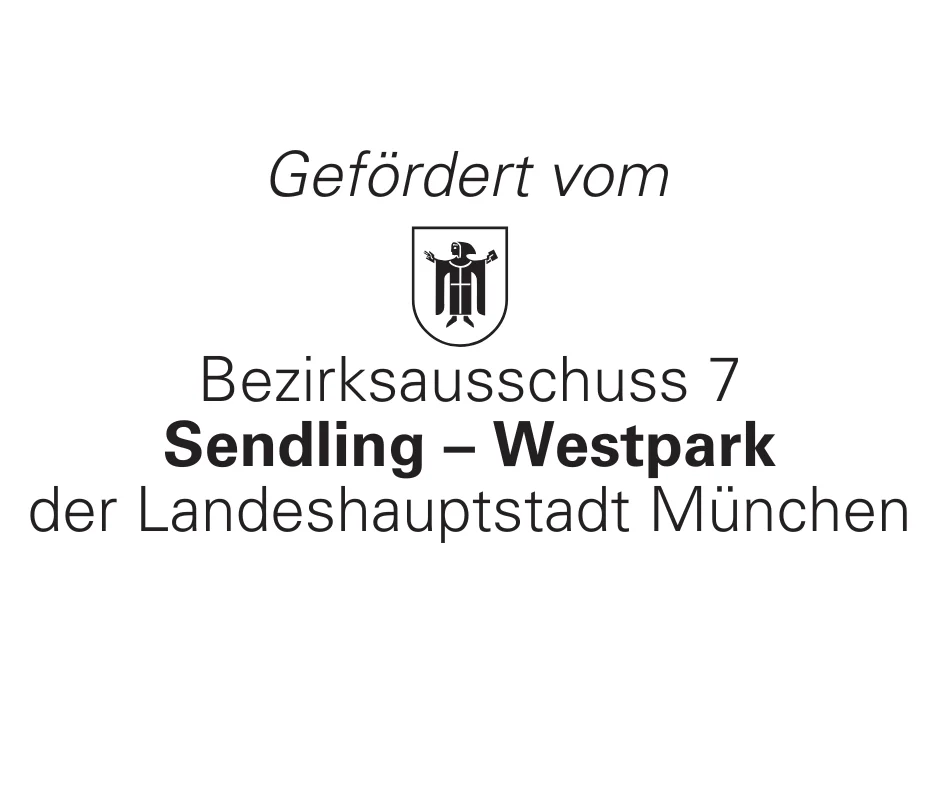 Logo: Gefördert vom Bezirksausschuss 7 Sendling – Westpark der Landeshauptstadt München
