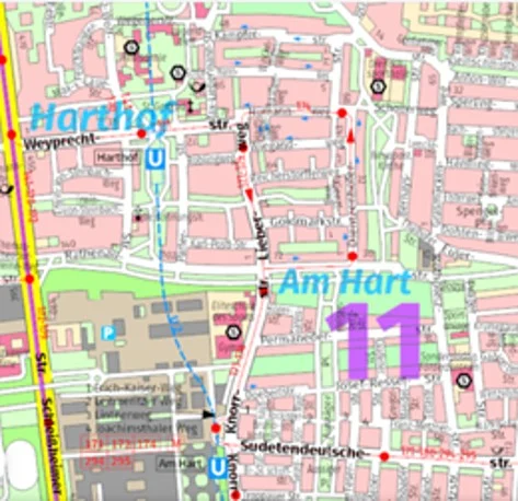 Stadtplanausschnitt vom Harthof